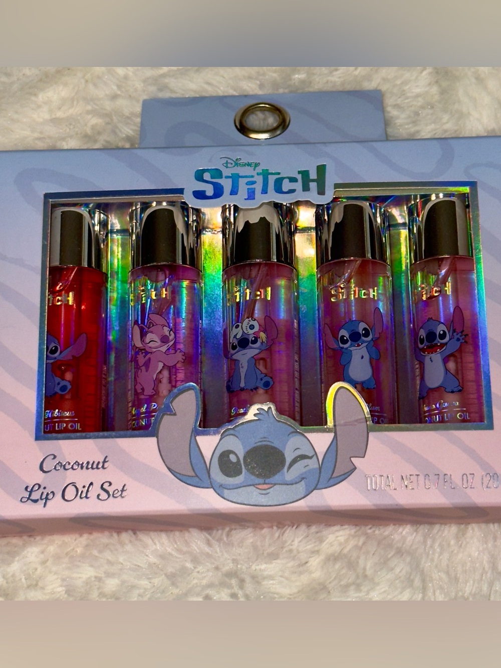 Disney Stitch Coconut Lip Oil 5-Pack - Pink, Purple, Red & Blue Tubes